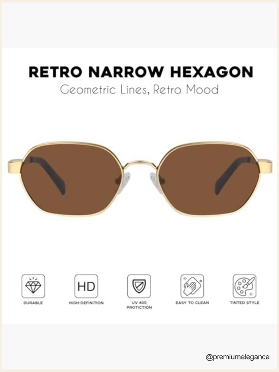 Trendy Retro Hexagon Metal Frame Sunglasses UV400 main image 4